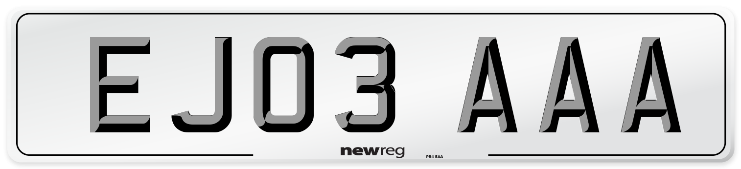 EJ03 AAA Number Plate from New Reg